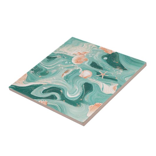Seashells and Ocean Waves Pattern (6) Fliese (Seite)