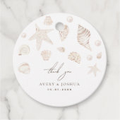 Seashells and Pearls Coastal Wedding Vielen Dank Geschenkanhänger (Vorderseite)