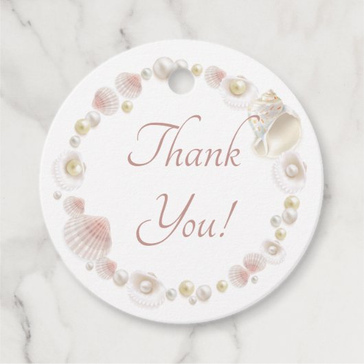 Seashells and Pearls Quinceanera Gastgeschenk Geschenkanhänger (Vorderseite)
