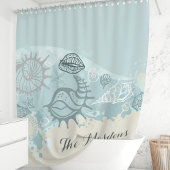 Seashells and Sand Beach Monogram Duschvorhang
