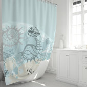 Seashells and Sand Beach Monogram Duschvorhang