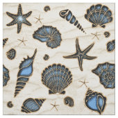 Seashells and Sand Blue ID782 Stoff (Muster)