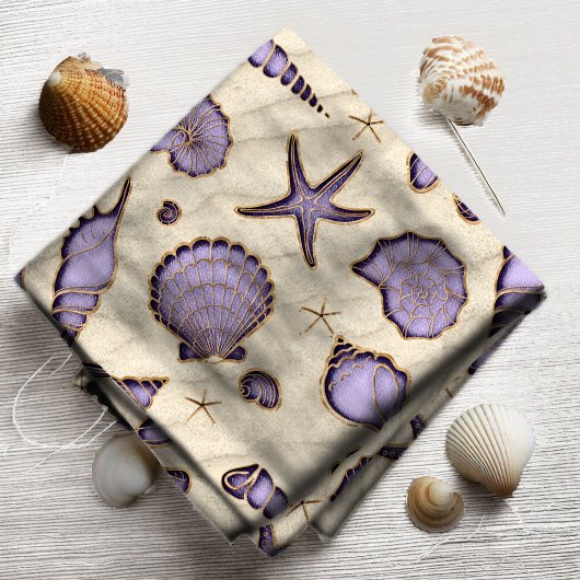 Seashells and Sand Lila ID782 Stoff