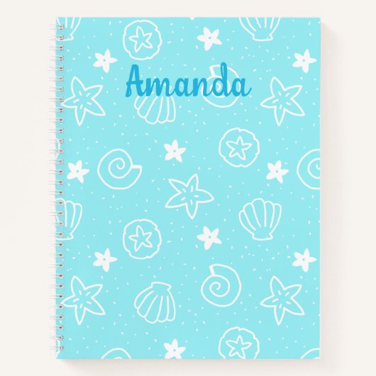 Seashells and Starfish Light Blue Pattern Notizblock (Vorderseite)