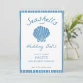 Seashells and Wedding Bachelorette Einladung (Stehend Vorderseite)