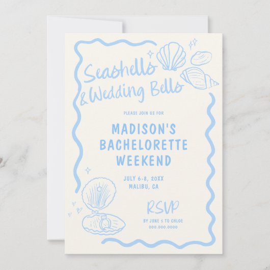 Seashells and Wedding Bachelorette Einladung (Vorderseite)
