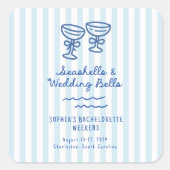 Seashells and Wedding Bachelorette Quadratischer Aufkleber (Vorderseite)