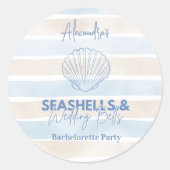 Seashells and Wedding Bachelorette Runder Aufkleber (Vorderseite)