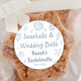 Seashells and Wedding Bachelorette Runder Aufkleber