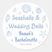 Seashells and Wedding Bachelorette Runder Aufkleber (Vorderseite)