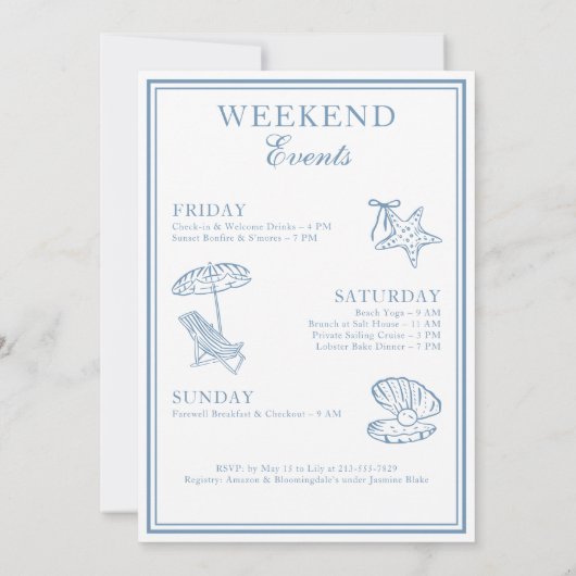 Seashells and Wedding Bachelorette Weekend Einladung (Rückseite)