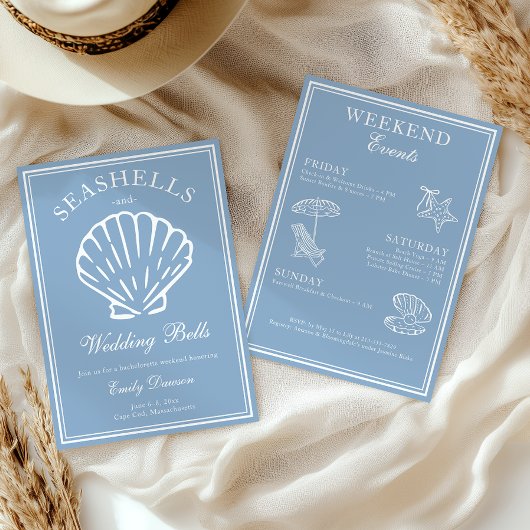 Seashells and Wedding Bachelorette Weekend Einladung