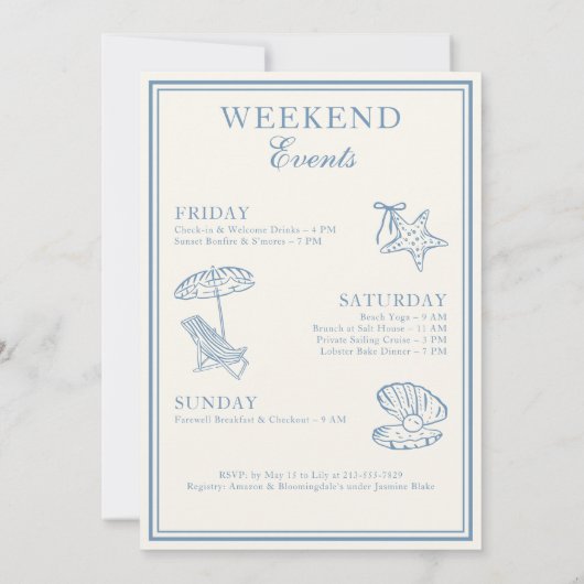 Seashells and Wedding Bachelorette Weekend Einladung (Rückseite)