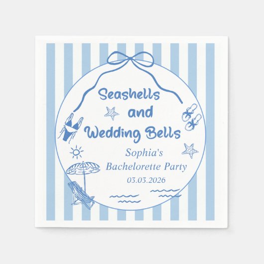Seashells and Wedding Bells Bachelorette Party Serviette (Vorderseite)