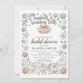 Seashells and Wedding Bells Beach Bridal Shower Einladung (Vorderseite)