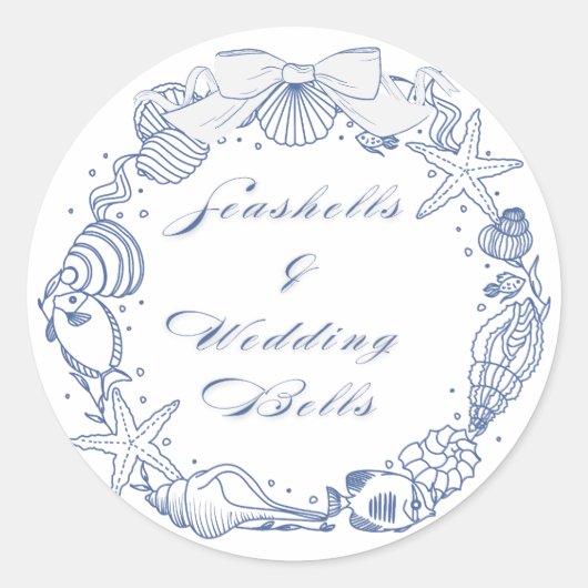 Seashells and Wedding Bells Design | Coastal Runder Aufkleber (Vorderseite)