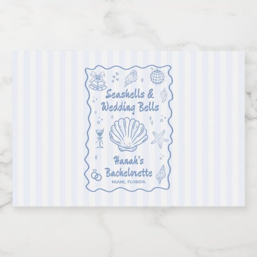 Seashells and Wedelbrells Beach Bachelorette Alkoholflaschenetikett (Einzelnes Label)