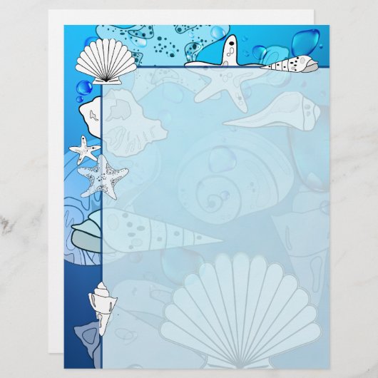 Seashells Aqua Ocean Letterhead Stationierung (Vorne/Hinten)