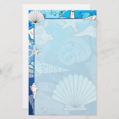 Seashells Aqua Ocean Stationery Briefpapier (Vorne/Hinten)