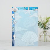 Seashells Aqua Ocean Stationery Briefpapier (Stehend Vorderseite)