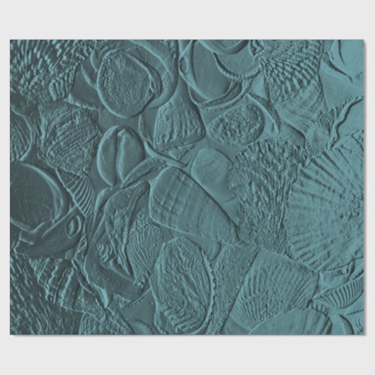 Seashells Aquamarin Ocean Beach Metallic Decoupage Geschenkpapier (Flach)
