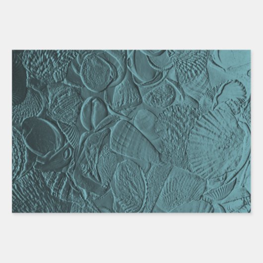 Seashells Aquamarin Ocean Beach Metallic Decoupage Geschenkpapier Set (Vorderseite 3)