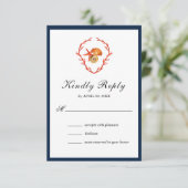 Seashells Aquarellhochzeit RSVP Card (Stehend Vorderseite)