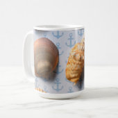 Seashells auf Anker-Hintergrund Kaffeetasse (Vorderseite Links)