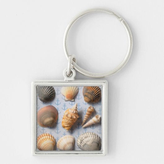 Seashells auf Anker-Hintergrund Schlüsselanhänger (Vorne)
