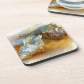 Seashells auf dem Strand Getränkeuntersetzer (Linke Seite)
