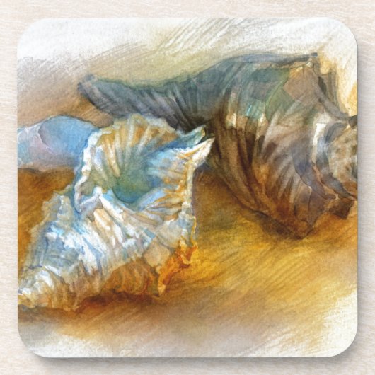 Seashells auf dem Strand Getränkeuntersetzer (Vorderseite)