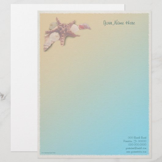 Seashells auf einem Strand Briefkopf (Vorne/Hinten)