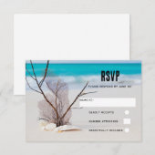 Seashells auf einer Hochzeit am Sandy Beach Foto RSVP Karte (Vorne/Hinten)