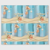 Seashells auf Sand Geschenkpapier (Flach)