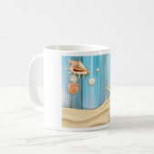 Seashells auf Sand Kaffeetasse (Vorderseite Links)