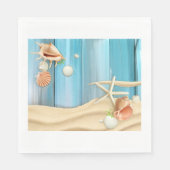 Seashells auf Sand Serviette (Vorderseite)