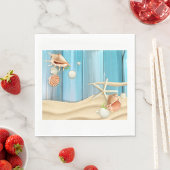 Seashells auf Sand Serviette