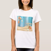 Seashells auf Sand T-Shirt (Vorderseite)