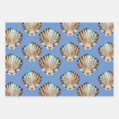 Seashells Austernperle silberglänzendes Strandmust Geschenkpapier Set (Vorderseite 3)