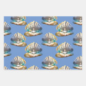 Seashells Austernperle silberglänzendes Strandmust Geschenkpapier Set (Vorderseite 2)