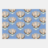 Seashells Austernperle silberglänzendes Strandmust Geschenkpapier Set (Vorderseite)