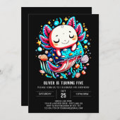 Seashells Axolotl Magical Birthday Einladung (Vorne/Hinten)