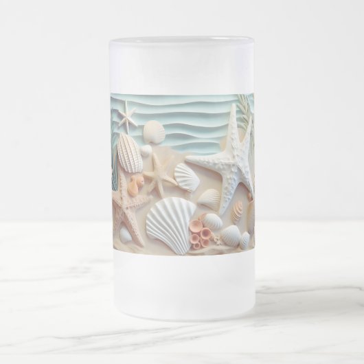 Seashells Beach 3D Tasse - Sippen Sie auf die Meer (Mittel)