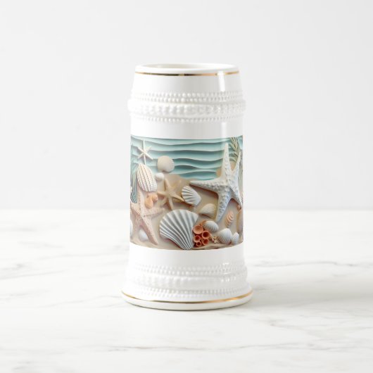 Seashells Beach 3D Tasse - Sippen Sie auf die Meer (Mittel)