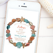 Seashells Beach Birthday Party Einladung