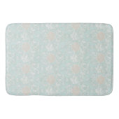Seashells Beach Blue White Damask Muster Badematte (Vorderseite)