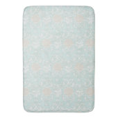 Seashells Beach Blue White Damask Muster Badematte (Vorderseite Vertikal)