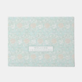 Seashells Beach Blue White Damask Muster Fußmatte (Vorderseite)