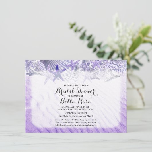 Seashells Beach Brautparty lädt seashell1 Einladung (Stehend Vorderseite)