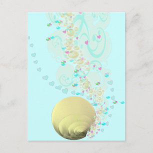 SeaShells Beach Destination Aqua Pink Postkarte